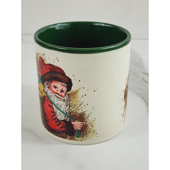 Christmas Santa Claus Coffee Mug Teacup 10oz 1987 Korea 3 1/2" Potpourri Press - Picture 3 of 16